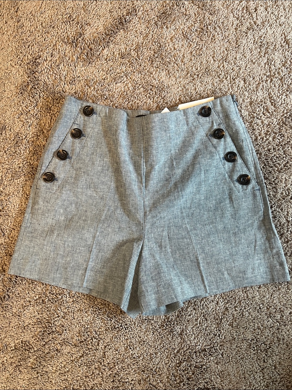 High-Waist Blue Sailor Button Shorts